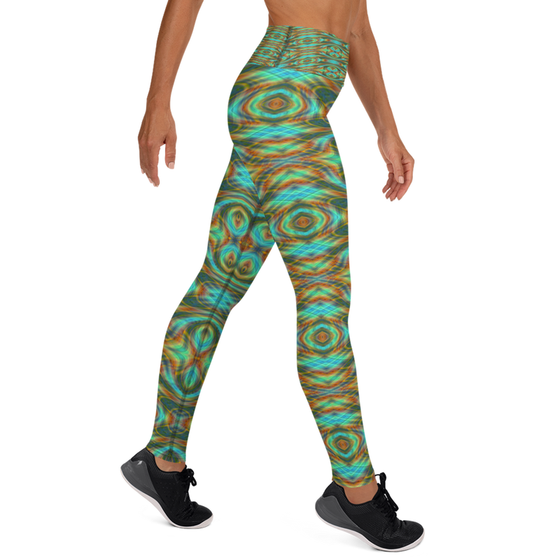 Product name: Recursia Tie-Dye Overdrive Yoga Leggings. Keywords: Athlesisure Wear, Clothing, Print: Tie-Dye Overdrive, Women's Clothing, Yoga Leggings