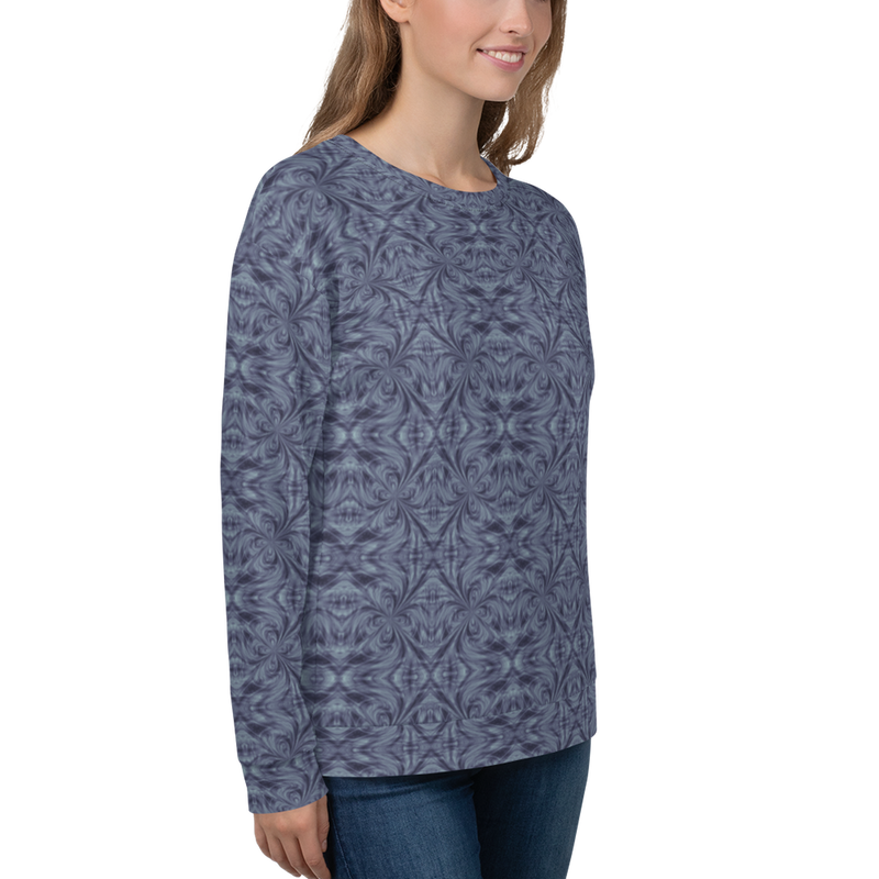 Product name: Recursia Tie-Dye Overdrive III Women's Sweatshirt In Blue. Keywords: Athlesisure Wear, Clothing, Print: Tie-Dye Overdrive, Women's Sweatshirt, Women's Tops