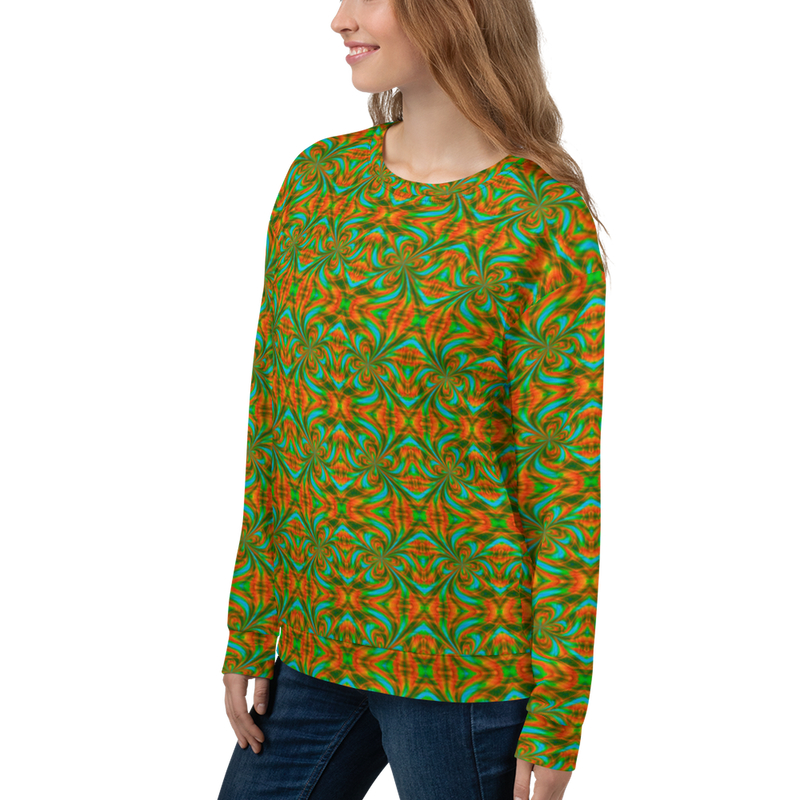 Product name: Recursia Tie-Dye Overdrive III Women's Sweatshirt. Keywords: Athlesisure Wear, Clothing, Print: Tie-Dye Overdrive, Women's Sweatshirt, Women's Tops