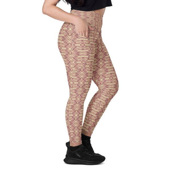 Product name: Recursia Tie-Dye Overdrive Leggings With Pockets In Pink. Keywords: Athlesisure Wear, Clothing, Leggings with Pockets, Print: Tie-Dye Overdrive, Women's Clothing