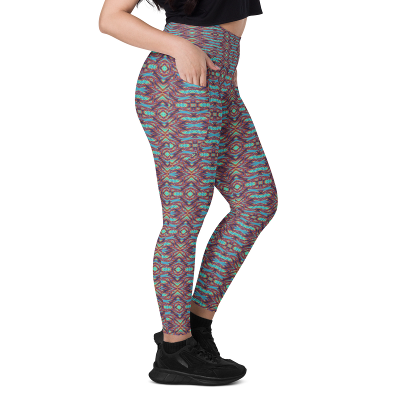 Product name: Recursia Tie-Dye Overdrive Leggings With Pockets. Keywords: Athlesisure Wear, Clothing, Leggings with Pockets, Print: Tie-Dye Overdrive, Women's Clothing