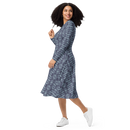 Product name: Recursia Tie-Dye Overdrive Long Sleeve Midi Dress In Blue. Keywords: Clothing, Long Sleeve Midi Dress, Print: Tie-Dye Overdrive, Women's Clothing
