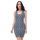 Product name: Recursia Tie-Dye Overdrive IV Pencil Dress In Blue. Keywords: Clothing, Pencil Dress, Print: Tie-Dye Overdrive, Women's Clothing