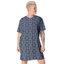 Product name: Recursia Tie-Dye Overdrive T-Shirt Dress In Blue. Keywords: Clothing, T-Shirt Dress, Print: Tie-Dye Overdrive, Women's Clothing