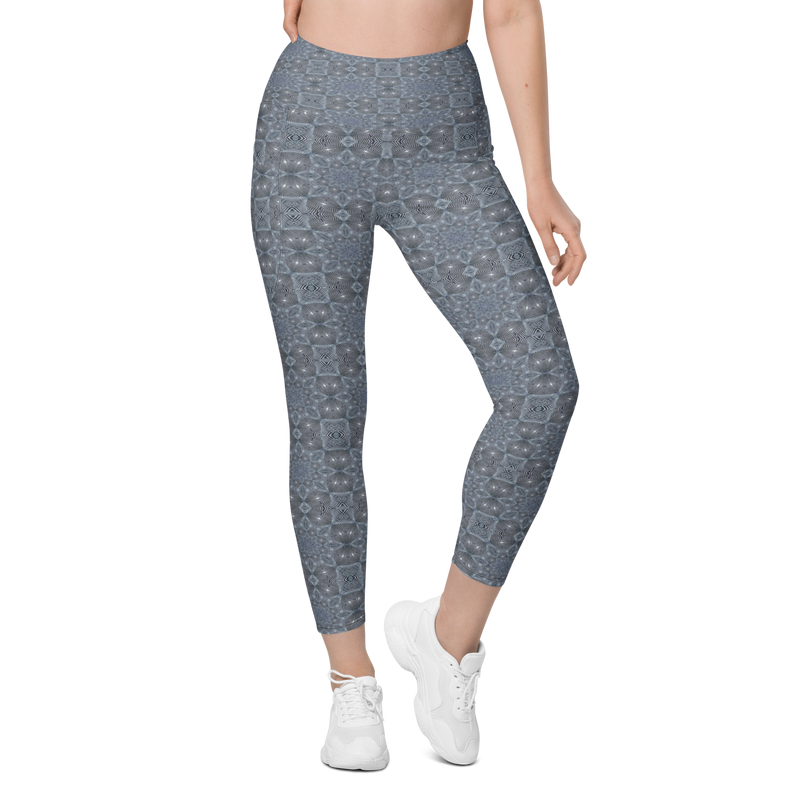 Product name: Recursia Zebrallusions II Leggings With Pockets In Blue. Keywords: Athlesisure Wear, Clothing, Leggings with Pockets, Women's Clothing, Print: Zebrallusions
