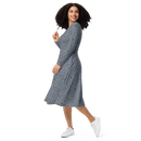 Product name: Recursia Zebrallusions II Long Sleeve Midi Dress In Blue. Keywords: Clothing, Long Sleeve Midi Dress, Women's Clothing, Print: Zebrallusions
