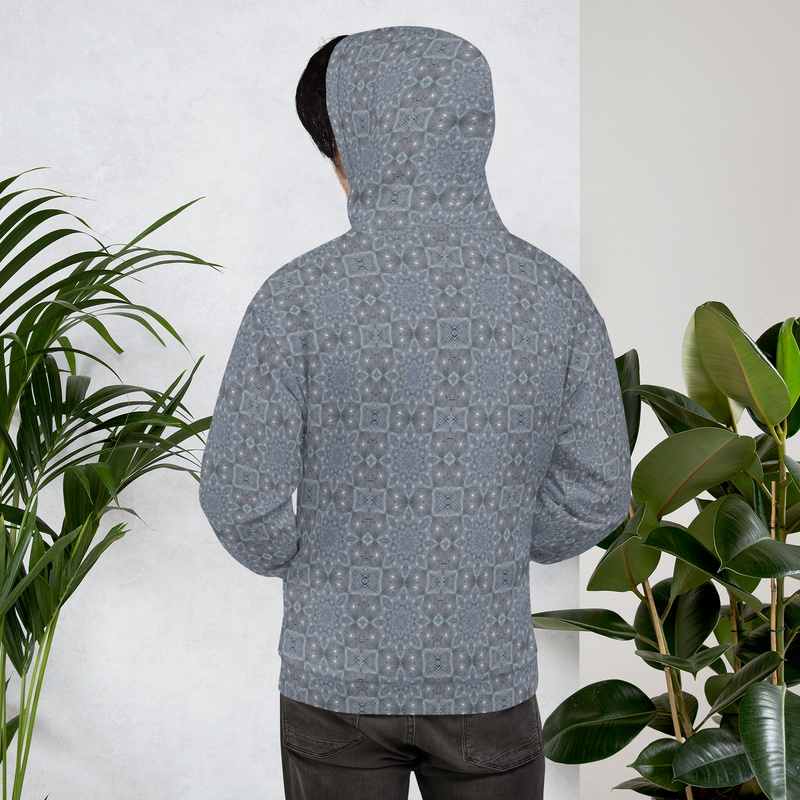 Product name: Recursia Zebrallusions Men's Hoodie In Blue. Keywords: Athlesisure Wear, Clothing, Men's Athlesisure, Men's Clothing, Men's Hoodie, Men's Tops, Print: Zebrallusions