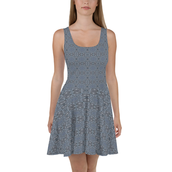 Product name: Recursia Zebrallusions Skater Dress In Blue. Keywords: Clothing, Skater Dress, Women's Clothing, Print: Zebrallusions