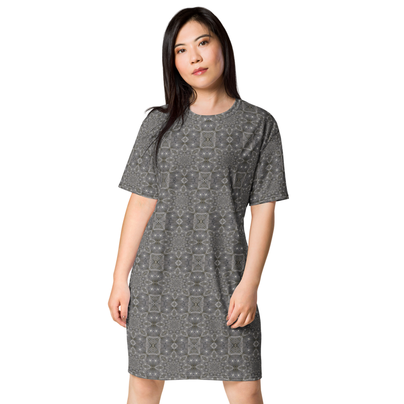 Product name: Recursia Zebrallusions II T-Shirt Dress. Keywords: Clothing, T-Shirt Dress, Women's Clothing, Print: Zebrallusions