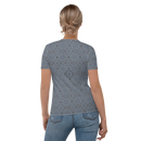 Product name: Recursia Zebrallusions Women's Crew Neck T-Shirt In Blue. Keywords: Clothing, Women's Clothing, Women's Crew Neck T-Shirt, Print: Zebrallusions
