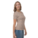 Product name: Recursia Zebrallusions Women's Crew Neck T-Shirt In Pink. Keywords: Clothing, Women's Clothing, Women's Crew Neck T-Shirt, Print: Zebrallusions