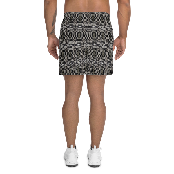 Product name: Recursia Zebrallusions I Men's Athletic Shorts. Keywords: Athlesisure Wear, Clothing, Men's Athlesisure, Men's Athletic Shorts, Men's Clothing, Print: Zebrallusions