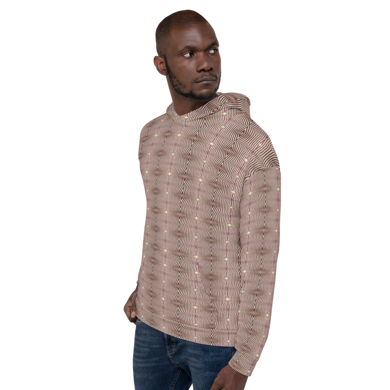Product name: Recursia Zebrallusions I Men's Hoodie In Pink. Keywords: Athlesisure Wear, Clothing, Men's Athlesisure, Men's Clothing, Men's Hoodie, Men's Tops, Print: Zebrallusions
