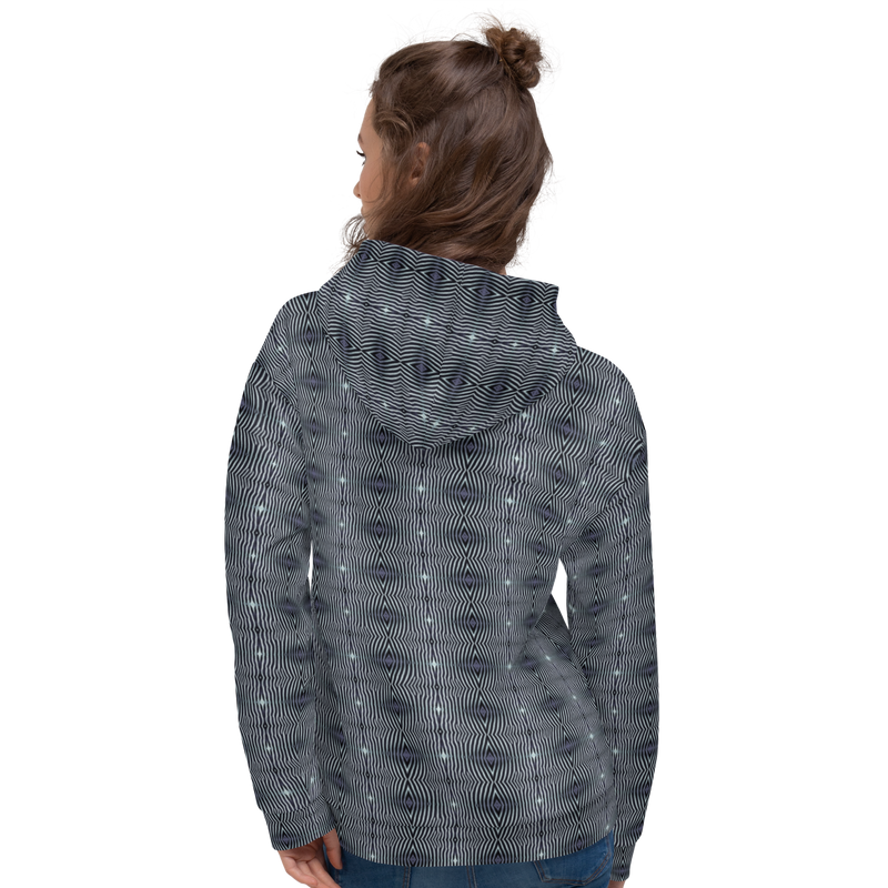 Product name: Recursia Zebrallusions I Women's Hoodie In Blue. Keywords: Athlesisure Wear, Clothing, Women's Hoodie, Women's Tops, Print: Zebrallusions
