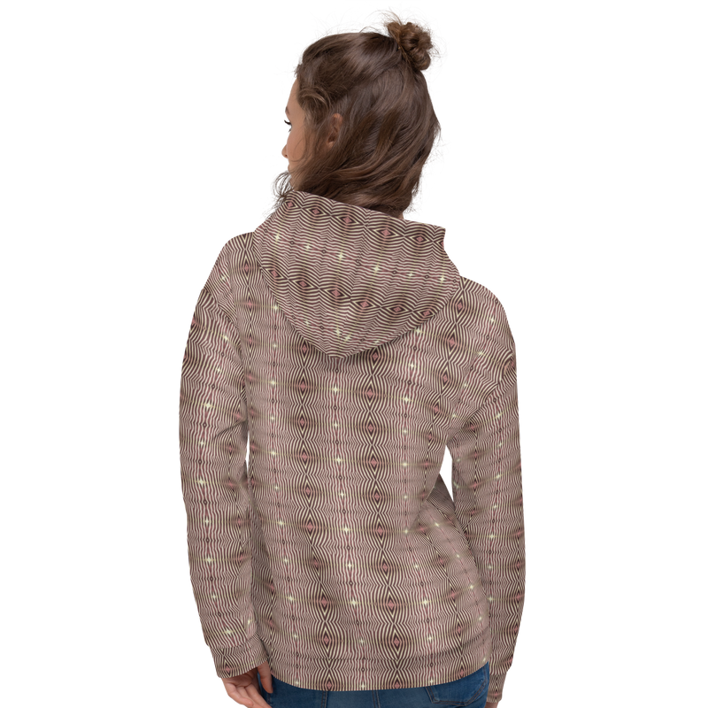 Product name: Recursia Zebrallusions I Women's Hoodie In Pink. Keywords: Athlesisure Wear, Clothing, Women's Hoodie, Women's Tops, Print: Zebrallusions