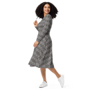 Product name: Recursia Zebrallusions Long Sleeve Midi Dress. Keywords: Clothing, Long Sleeve Midi Dress, Women's Clothing, Print: Zebrallusions