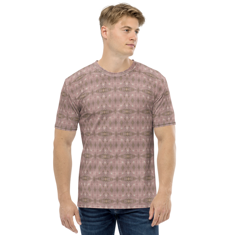 Product name: Recursia Zebrallusions II Men's Crew Neck T-Shirt In Pink. Keywords: Clothing, Men's Clothing, Men's Crew Neck T-Shirt, Men's Tops, Print: Zebrallusions