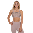 Product name: Recursia Zebrallusions II Padded Sports Bra In Pink. Keywords: Athlesisure Wear, Clothing, Padded Sports Bra, Women's Clothing, Print: Zebrallusions