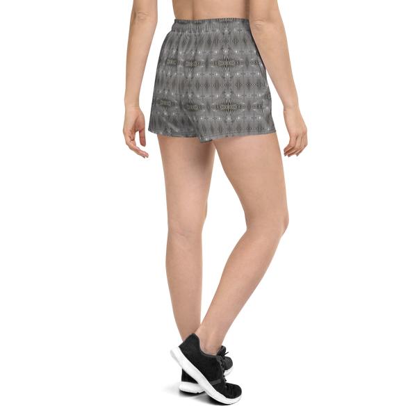 Product name: Recursia Zebrallusions II Women's Athletic Short Shorts. Keywords: Athlesisure Wear, Clothing, Men's Athletic Shorts, Print: Zebrallusions