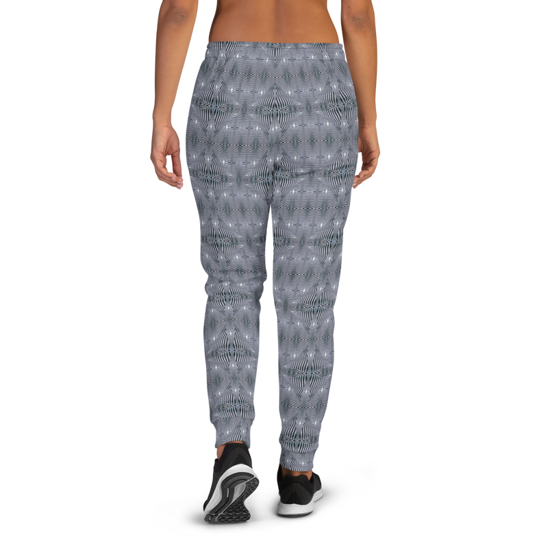 Product name: Recursia Zebrallusions II Women's Joggers In Blue. Keywords: Athlesisure Wear, Clothing, Women's Bottoms, Women's Joggers, Print: Zebrallusions